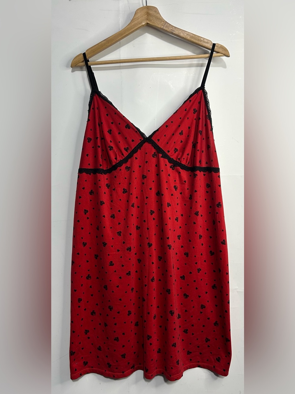 Secret Treasures Red and Black Heart Print Slip Nightgown